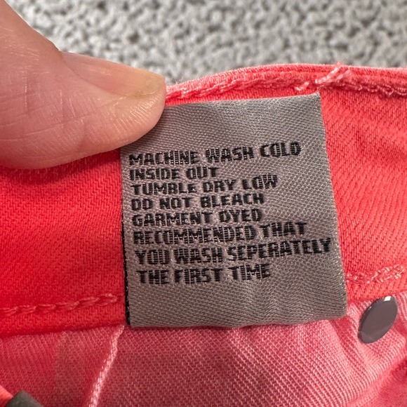 TRACTR MONA Bright Orange Coral High Rise Stretch Cut Off Crop Jeans Sz 0/25 NWT - Picture 11 of 11